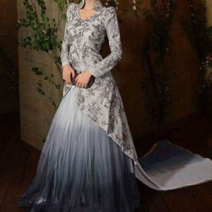 Indian Designer Hi Lo Anarkali with Tulle Lehnga